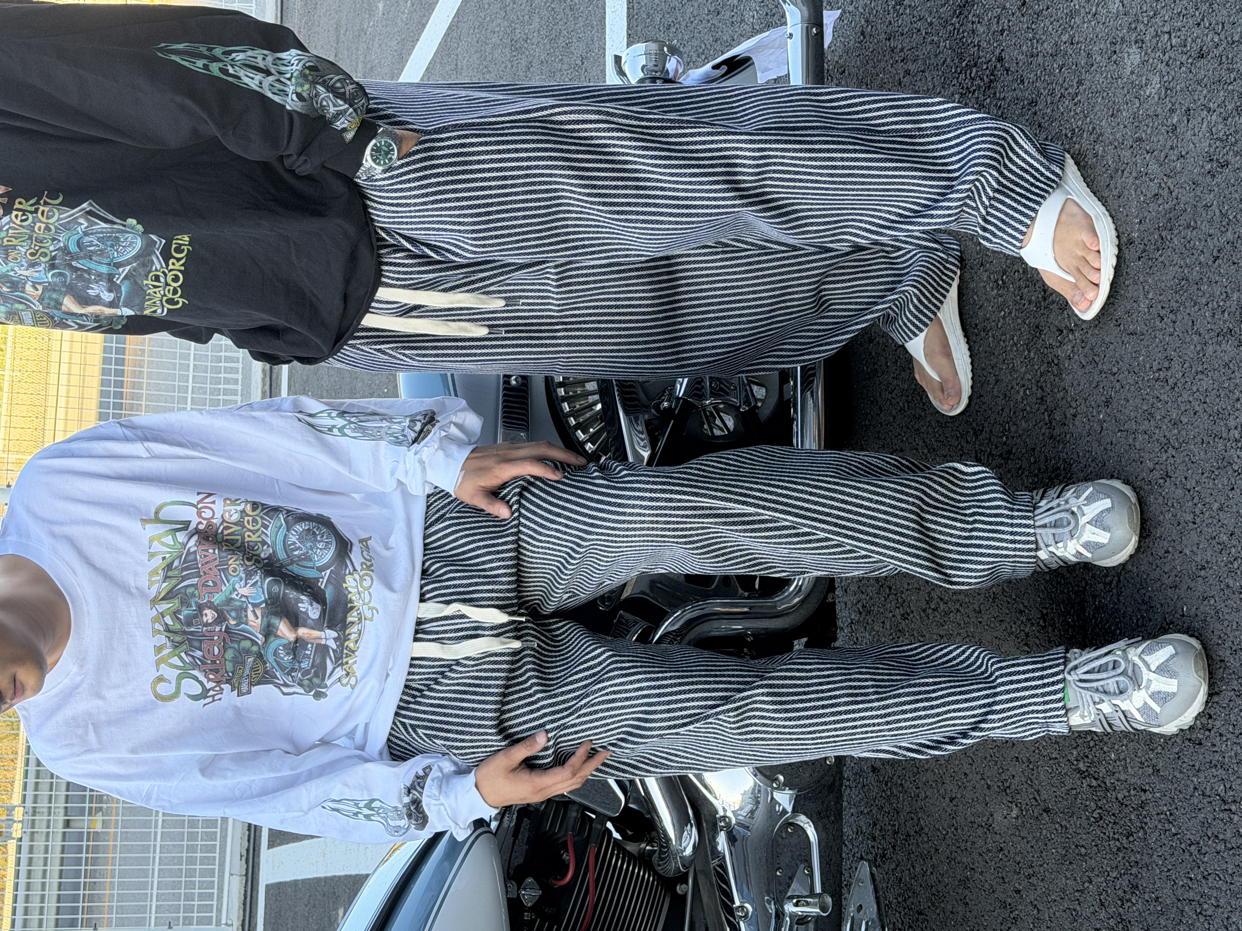 TWO J ROAD 빈티지 레이싱 그래픽 긴팔 티셔츠